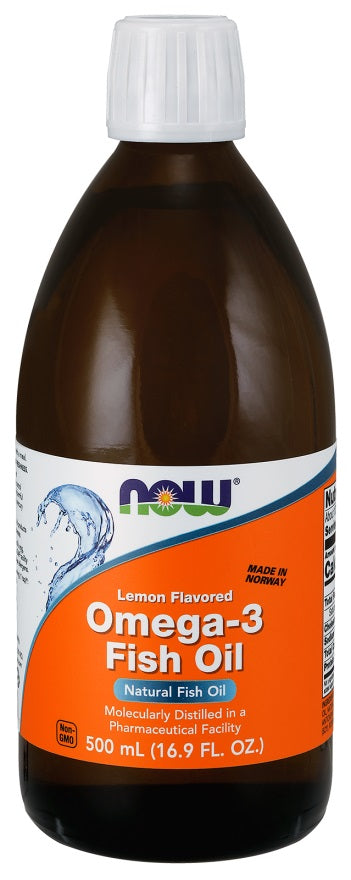 NOW Foods Omega-3 Fish Oil Liquid, Lemon - 500 ml. | High-Quality Omegas, EFAs, CLA, Oils | MySupplementShop.co.uk