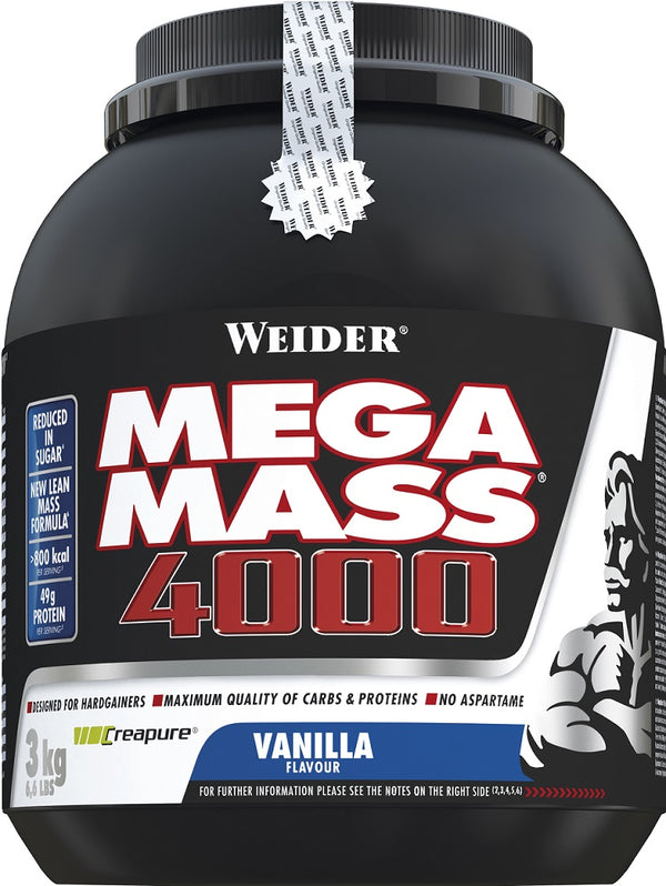 Weider Mega Mass 4000, Strawberry - 3000 grams | High-Quality Weight Gainers & Carbs | MySupplementShop.co.uk