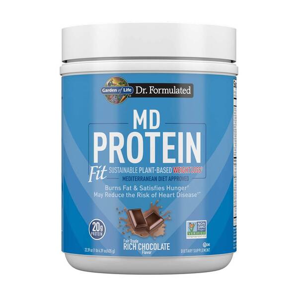 Garden of Life Dr. Formulated MD Protein FIT Sustainable Plant-Based Powder, Rich Chocolate - 635g | High-Quality Protein Blends | MySupplementShop.co.uk