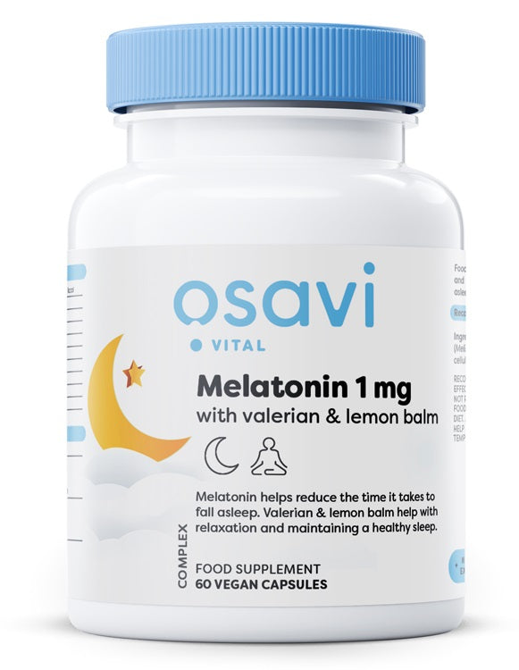 Melatonin with Valerian & Lemon Balm, 1mg - 60 vegan caps by Osavi at MYSUPPLEMENTSHOP.co.uk