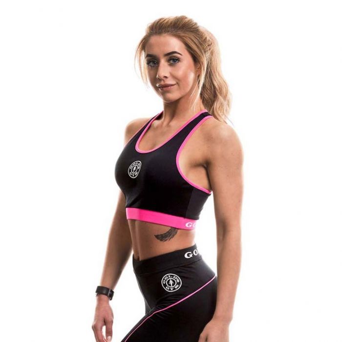 Gold's Gym Ladies Sports Crop Top - Black/Pink